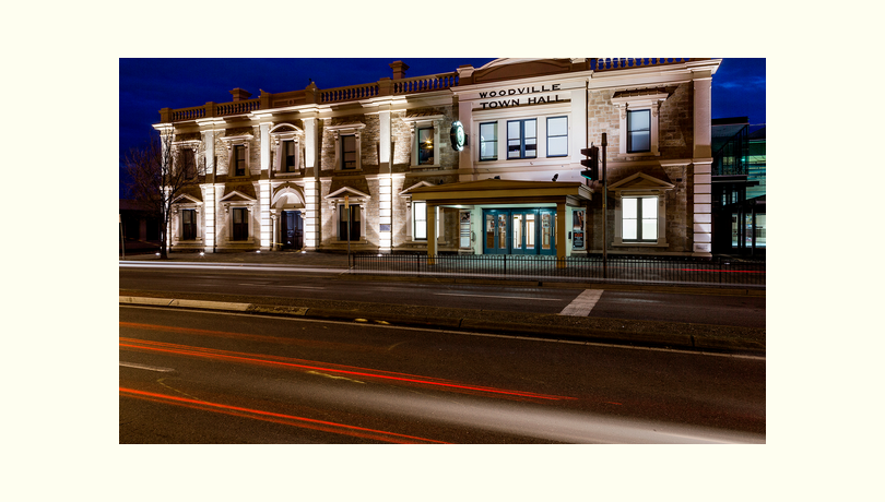 Woodville town hall   outside view at night