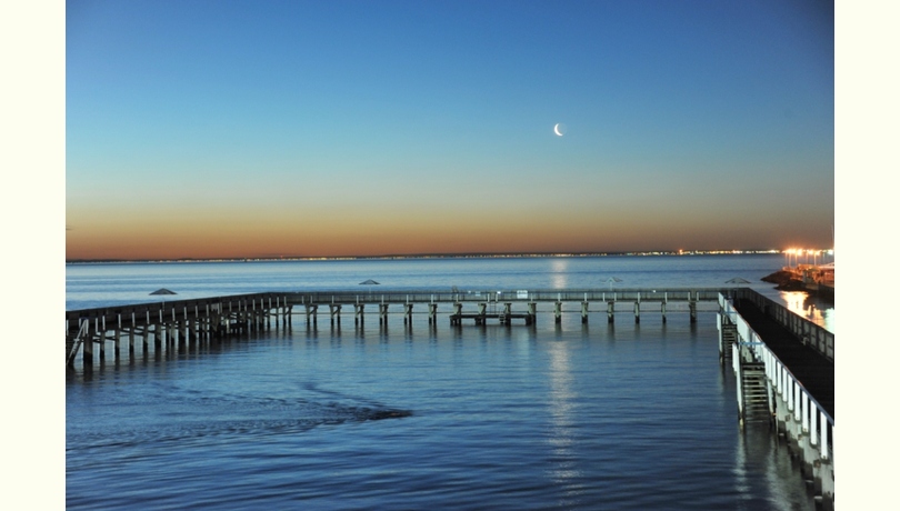 The baths view after dusk